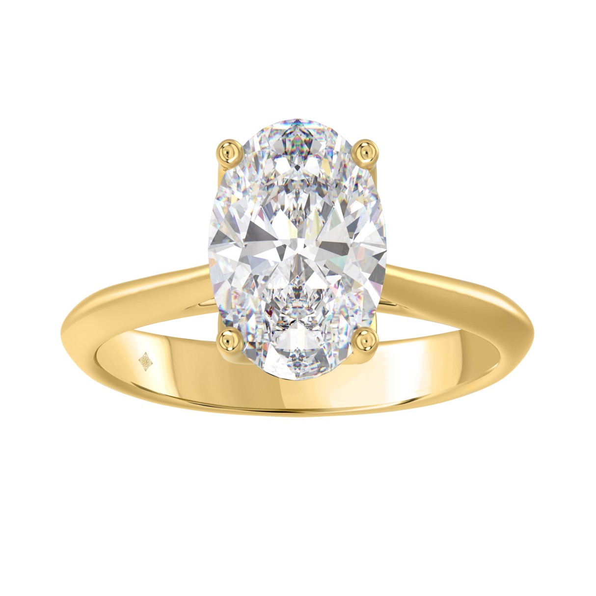 LADIES SOLITAIRE RING 3CT OVAL DIAMOND 14K YELLOW GOLD - Image 1