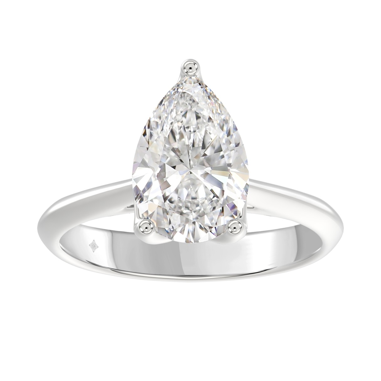 LADIES SOLITAIRE RING 3CT PEAR DIAMOND 14K WHITE GOLD - Image 1