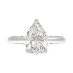 LADIES SOLITAIRE RING 3CT PEAR DIAMOND 14K WHITE GOLD - Image 5