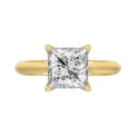 LADIES SOLITAIRE RING 3CT PRINCESS DIAMOND 14K YELLOW GOLD - Image 5