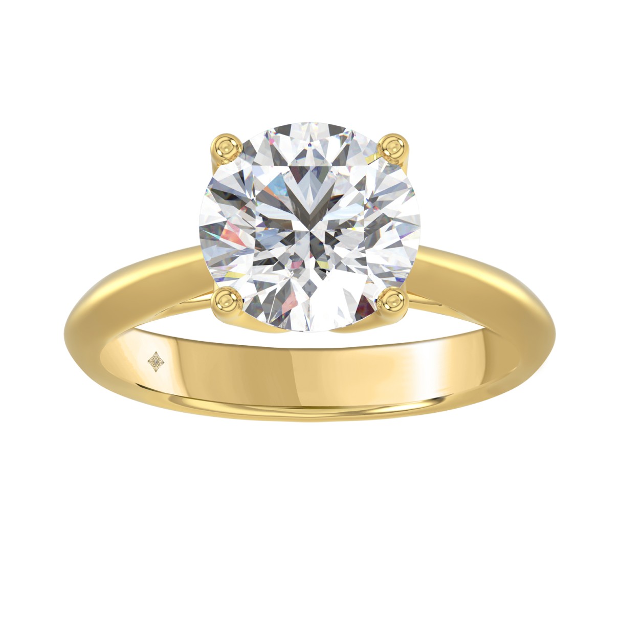 LADIES SOLITAIRE RING 3CT ROUND DIAMOND 14K YELLOW GOLD - Image 1