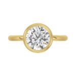 LADIES SOLITAIRE RING 3CT ROUND DIAMOND 14K YELLOW GOLD (CENTER STONE ROUND DIAMOND 3CT ) - Image 5