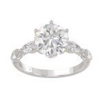 Luxury 14K White Gold  Bridal Ring for Ladies 3 3/4CT Round & Marquise Cut Diamonds 3.00CT Round Center stone (Color F-G -Clarity VS1/VS2)
