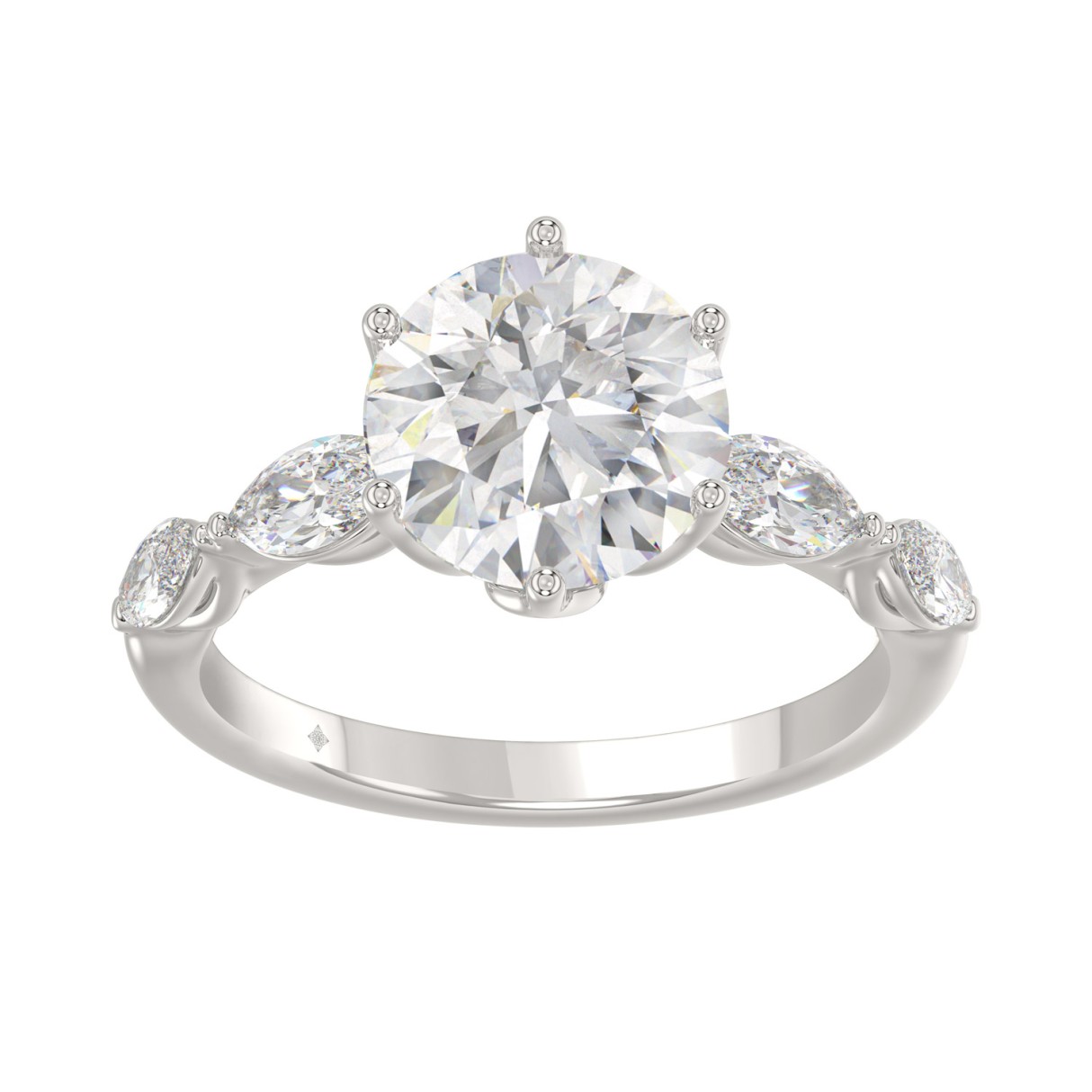 Luxury 14K White Gold Bridal Ring for Ladies 3 3/4CT Round & Marquise Cut Diamonds 3.00CT Round Center stone (Color F-G -Clarity VS1/VS2) - Image 1
