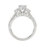 Luxury 14K White Gold 3 1/3Ct Round, Cushion & Cadillac Diamond Three-Stone Engagement Ring For Women With 2.00Ct Cushion Center Stone (Color F-G -Cla - Image 2