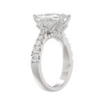 Luxury 14K White Gold 3 1/3Ct Round, Cushion & Cadillac Diamond Three-Stone Engagement Ring For Women With 2.00Ct Cushion Center Stone (Color F-G -Cla - Image 3