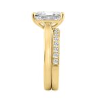 Luxury 18K Yellow Gold 3 1/3Ct Radiant & Round Diamond Bridal Set 3.00Ct Radiant Cut Engagement Ring With Matching Wedding Band (Color F-G -Clarit - Image 3