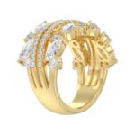 This is a diamond 14k cluster Ladies 2CT  Ring featuring Marquise-shaped and round-cut diamonds in a leaf or floral motif set in Yellow gold (Color F- - Image 3