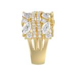 This is a diamond 14k cluster Ladies 2CT  Ring featuring Marquise-shaped and round-cut diamonds in a leaf or floral motif set in Yellow gold (Color F- - Image 4