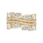This is a diamond 14k cluster Ladies 2CT  Ring featuring Marquise-shaped and round-cut diamonds in a leaf or floral motif set in Yellow gold (Color F- - Image 5