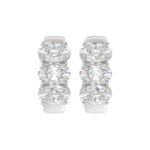 14K WHITE GOLD 3.00CT OVAL DIAMOND LADIES HOOPS EARRINGS