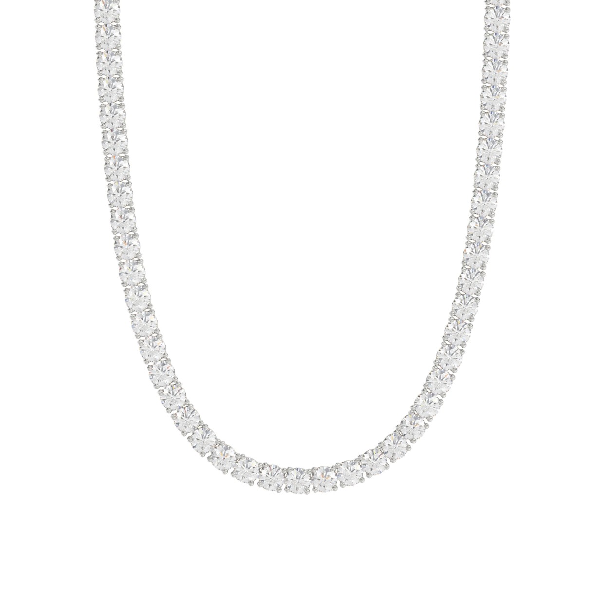 14K WHITE GOLD 9 1/2CT 16" ROUND DIAMOND LADIES TENNIS NECKLACE - Image 1