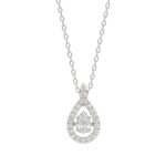 LADIES DANCING DIAMOND PENDANT WITH CHAIN 3/4CT ROUND DIAMOND 14K WHITE GOLD (CENTER STONE PEAR DIAMOND 1/2CT)