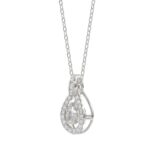 LADIES DANCING DIAMOND PENDANT WITH CHAIN 3/4CT ROUND DIAMOND 14K WHITE GOLD (CENTER STONE PEAR DIAMOND 1/2CT) - Image 3