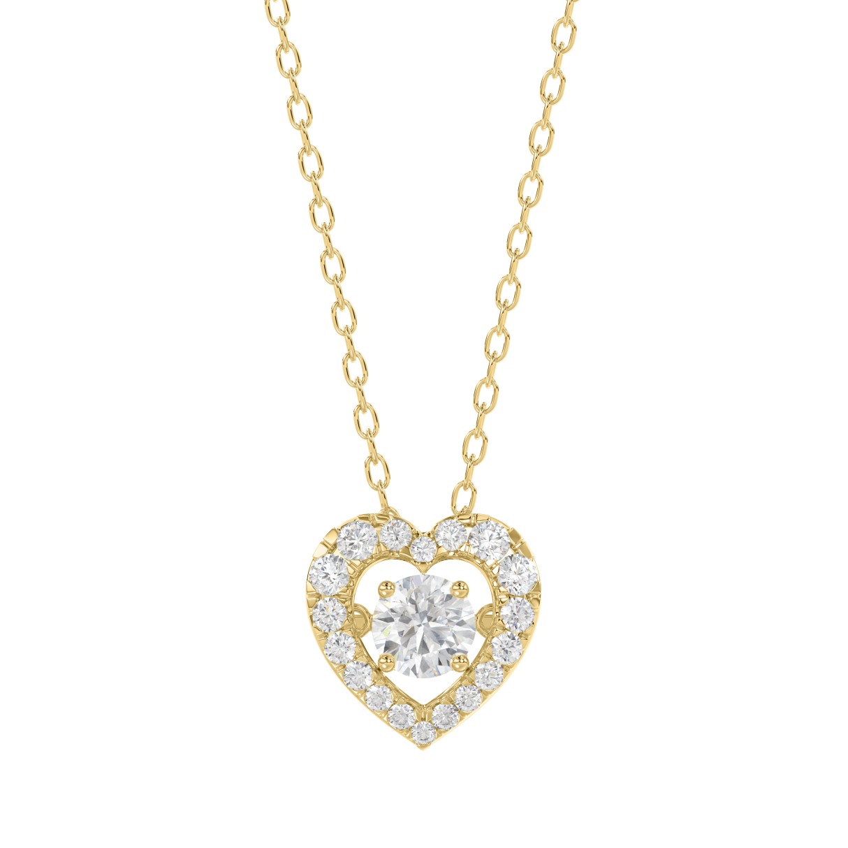 LADIES DANCING DIAMOND PENDANT WITH CHAIN 3/4CT ROUND DIAMOND 14K YELLOW GOLD (CENTER STONE ROUND DIAMOND 1/2CT) - Image 1