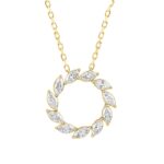 LADIES NECKLACE 1 1/2CT MARQUISE DIAMOND 14K YELLOW GOLD - Image 4
