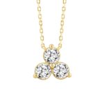 LADIES NECKLACE 1CT ROUND DIAMOND 14K YELLOW GOLD WITH CHAIN - Image 4