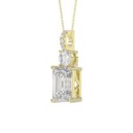 LADIES PENDANT 1 3/4CT ROUND/EMERALD DIAMOND 14K YELLOW GOLD (CENTER STONE EMERALD DIAMOND 1 1/2CT) - Image 3