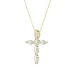LADIES PENDANT WITH CHAIN 1 1/4CT ROUND/MARQUISE DIAMOND 14K YELLOW GOLD - Image 3