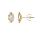 LADIES SOLITAIRE EARRINGS 2CT MARQUISE DIAMOND 14K YELLOW GOLD - Image 2