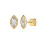 LADIES SOLITAIRE EARRINGS 2CT MARQUISE DIAMOND 14K YELLOW GOLD - Image 3