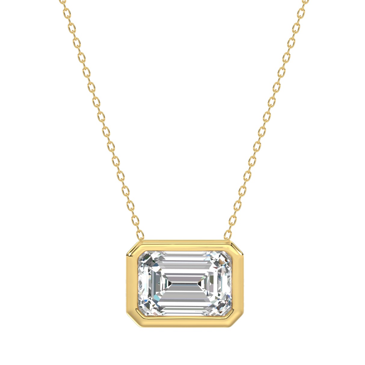 LADIES SOLITAIRE PENDANT 2CT EMERALD DIAMOND 14K YELLOW GOLD - Image 1
