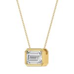 LADIES SOLITAIRE PENDANT 2CT EMERALD DIAMOND 14K YELLOW GOLD - Image 3