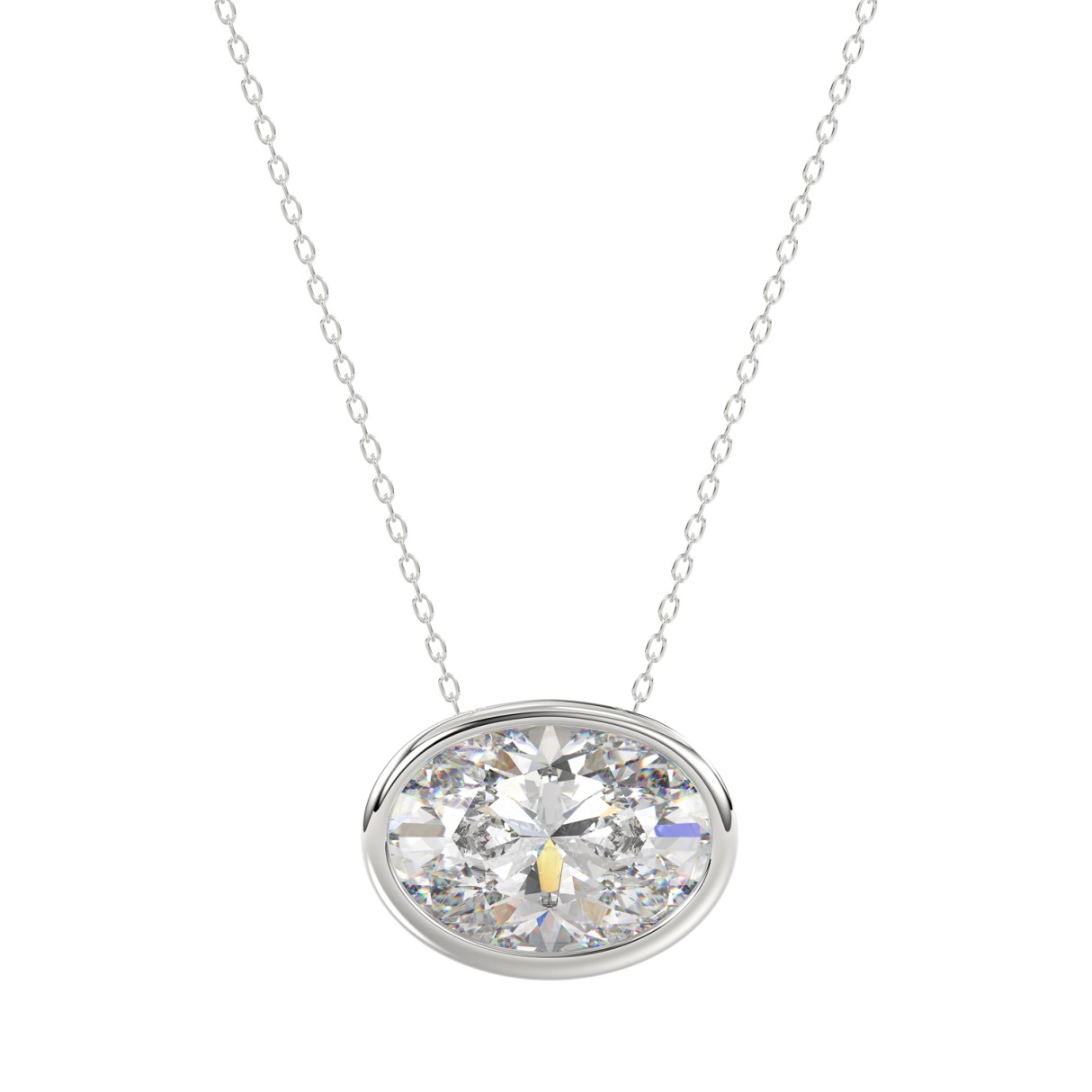 LADIES SOLITAIRE PENDANT 2CT OVAL DIAMOND 14K WHITE GOLD - Image 1