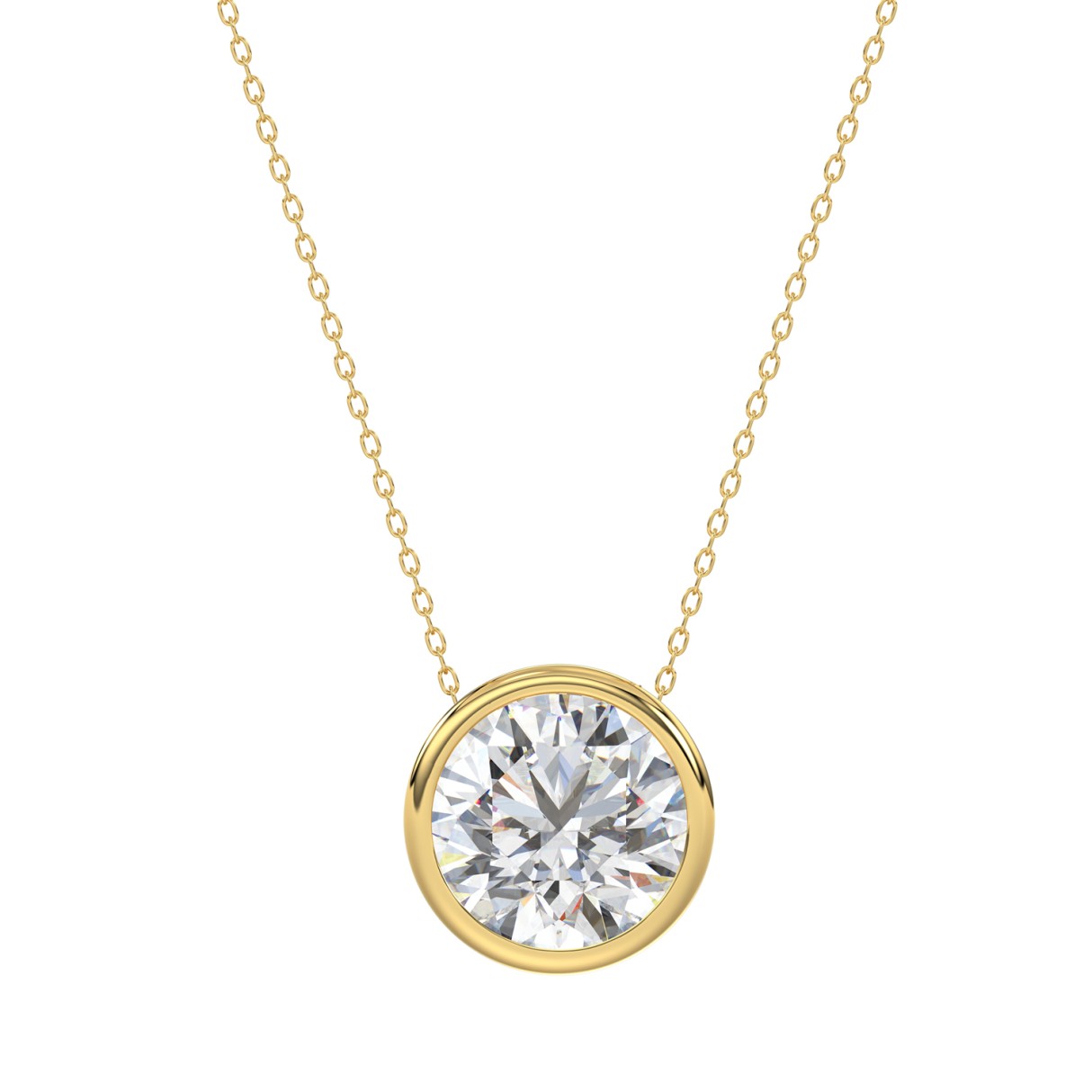 LADIES SOLITAIRE PENDANT 2CT ROUND DIAMOND 14K YELLOW GOLD - Image 1