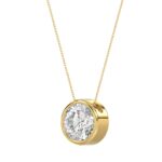 LADIES SOLITAIRE PENDANT 2CT ROUND DIAMOND 14K YELLOW GOLD - Image 3