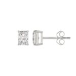 14K WHITE GOLD 2CT RADIANT DIAMOND LADIES SOLITAIRE EARRINGS - Image 2