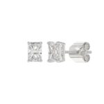 14K WHITE GOLD 2CT RADIANT DIAMOND LADIES SOLITAIRE EARRINGS - Image 3