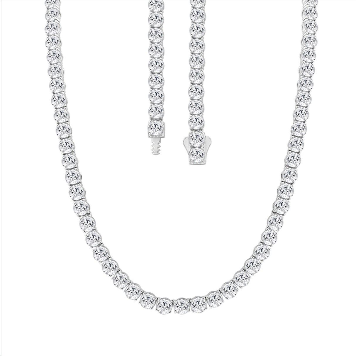 14K WHITE GOLD 3.00CT ROUND DIAMOND LADIES TENNIS NECKLACE - Image 1