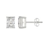 14K WHITE GOLD 4CT RADIANT DIAMOND LADIES SOLITAIRE EARRINGS - Image 2