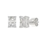 14K WHITE GOLD 4CT RADIANT DIAMOND LADIES SOLITAIRE EARRINGS - Image 3