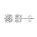 14K WHITE GOLD 4CT ROUND DIAMOND LADIES SOLITAIRE EARRINGS (CENTER STONE ROUND DIAMOND 2CT ) - Image 2