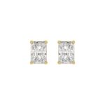 14K YELLOW GOLD 3CT RADIANT DIAMOND LADIES SOLITAIRE EARRINGS