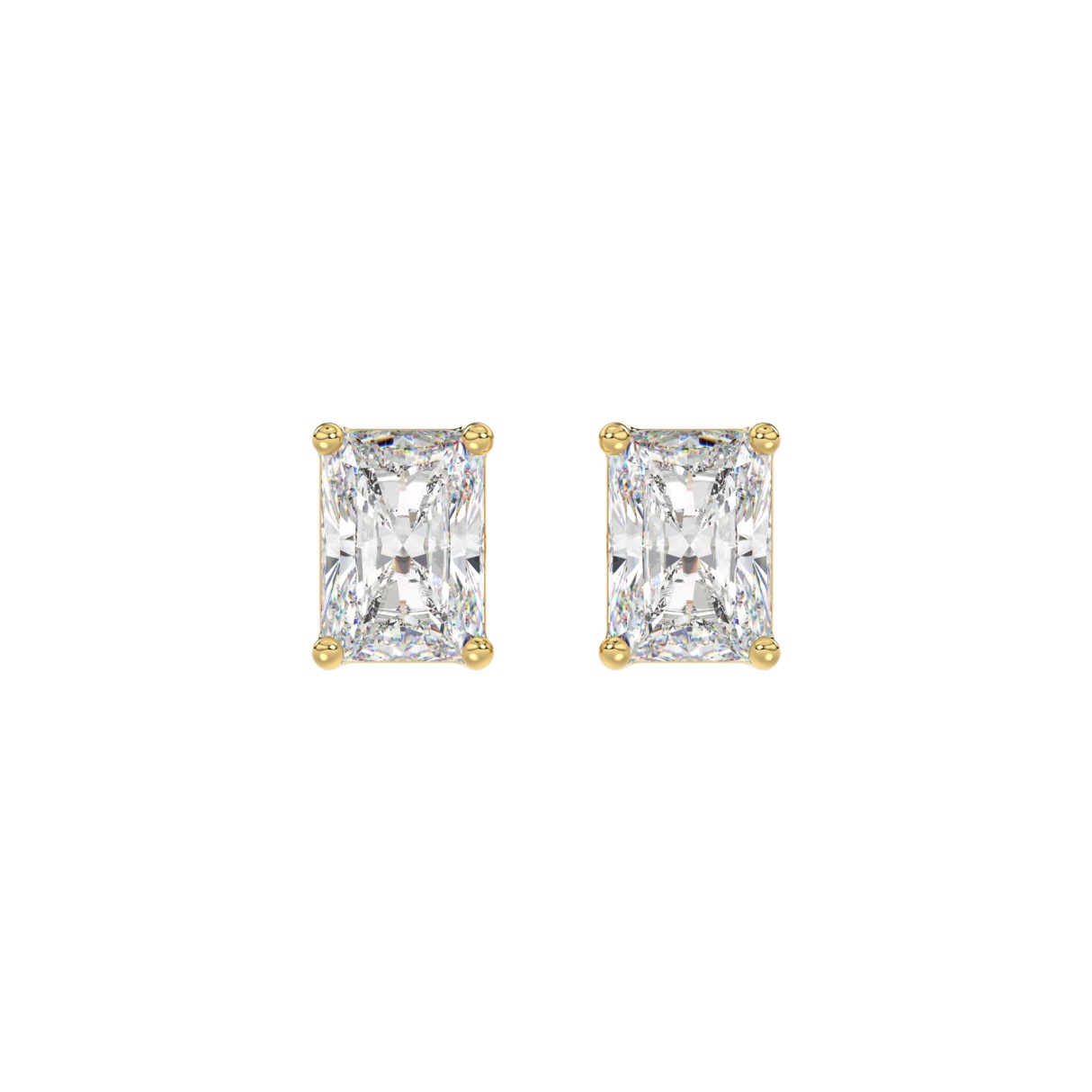 14K YELLOW GOLD 3CT RADIANT DIAMOND LADIES SOLITAIRE EARRINGS - Image 1