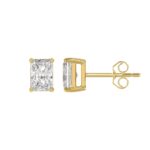 14K YELLOW GOLD 3CT RADIANT DIAMOND LADIES SOLITAIRE EARRINGS - Image 2