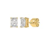 14K YELLOW GOLD 3CT RADIANT DIAMOND LADIES SOLITAIRE EARRINGS - Image 3