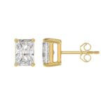 14K YELLOW GOLD 4CT RADIANT DIAMOND LADIES SOLITAIRE EARRINGS - Image 2