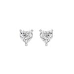 18K WHITE GOLD 1 1/2CT HEART DIAMOND SOLITAIRE EARRINGS (TALON CLAWS LOCK)