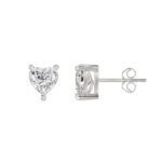 18K WHITE GOLD 1 1/2CT HEART DIAMOND SOLITAIRE EARRINGS (TALON CLAWS LOCK) - Image 2