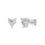 18K WHITE GOLD 1 1/2CT HEART DIAMOND SOLITAIRE EARRINGS (TALON CLAWS LOCK) - Image 3