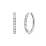 18K WHITE GOLD 1.00CT ROUND DIAMOND HOOP EARRINGS - Image 3
