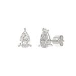 18K WHITE GOLD 2.00CT PEAR DIAMOND SOLITAIRE EARRINGS (TALON CLAWS LOCK) - Image 3