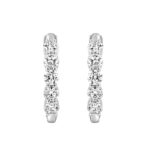 18K WHITE GOLD 4.00CT ROUND DIAMOND HOOP EARRINGS - Image 3