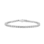18K WHITE GOLD 7.00CT ROUND DIAMOND LADIES TENNIS BRACELET (TALON CLAWS LOCK)