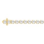 LADIES BRACELET 3CT ROUND DIAMOND 14K YELLOW GOLD - Image 2