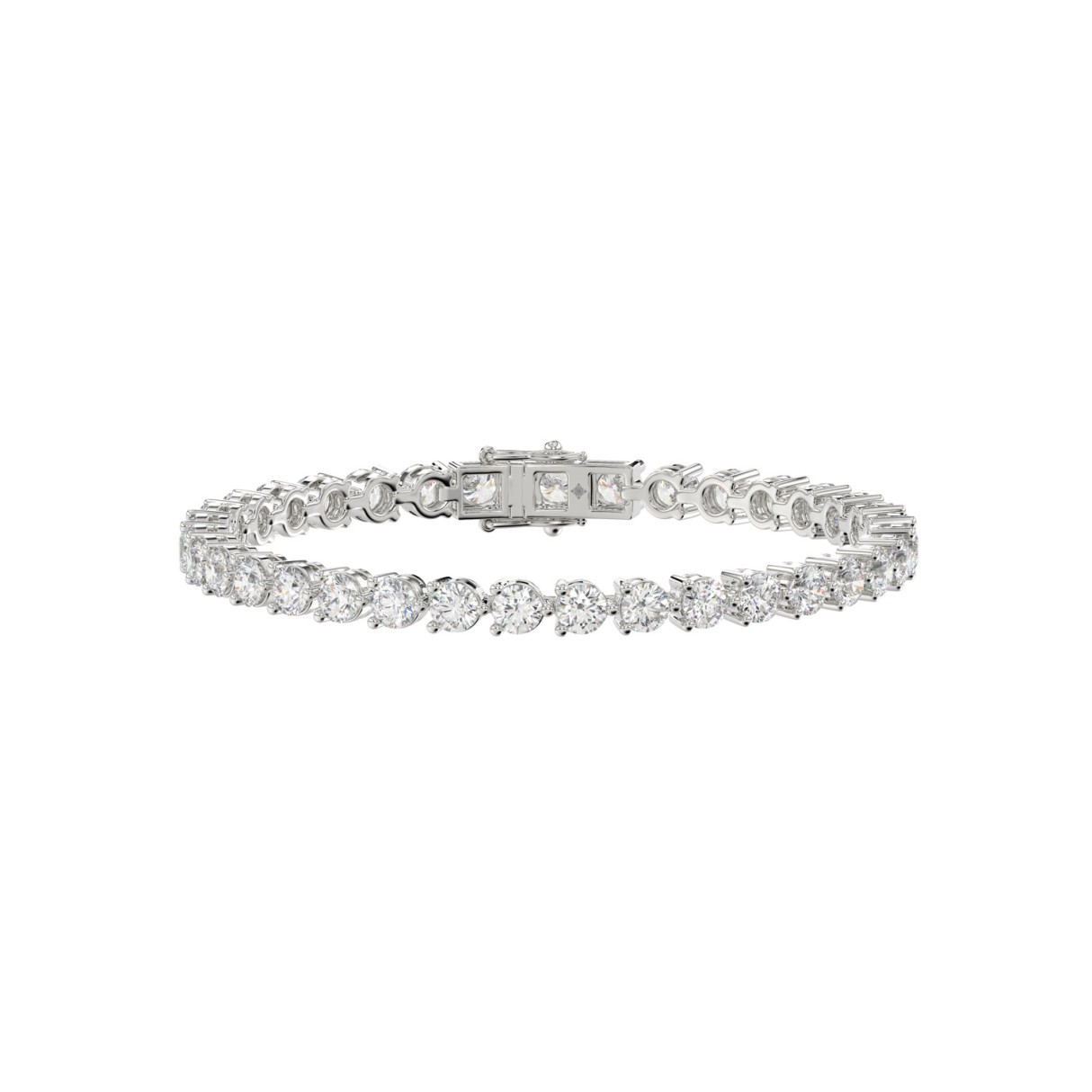 LADIES BRACELET 7CT ROUND DIAMOND 14K WHITE GOLD - Image 1